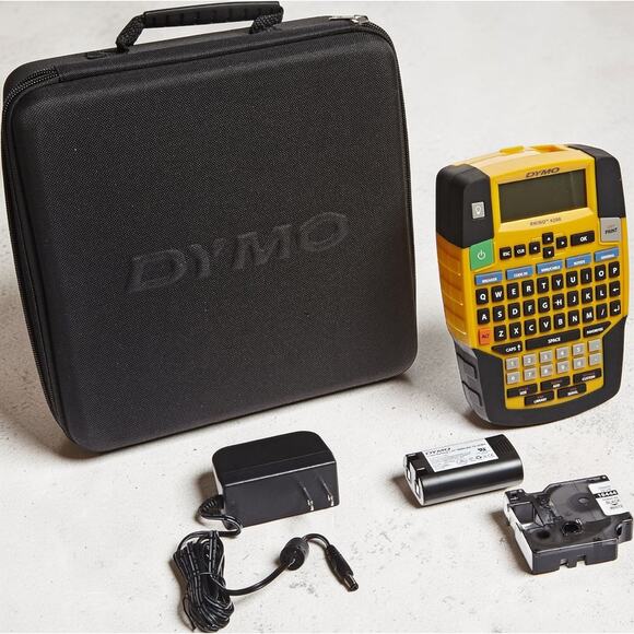 DYMO Rhino 4200 Industrial Label Maker Kit Case Charger Battery Bundle